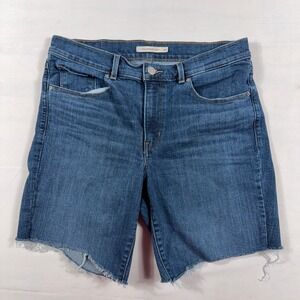 Levi's Classic Bermuda Shorts Denim Raw Cut Off Hem Size 30 Medium Blue Wash